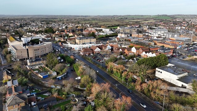 Wickford Essex UK town centre drone,aerial