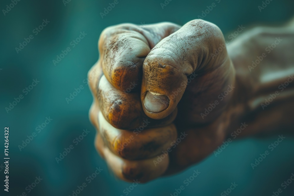 Poster A close up view of a person's hand holding something. This versatile image can be used in various contexts