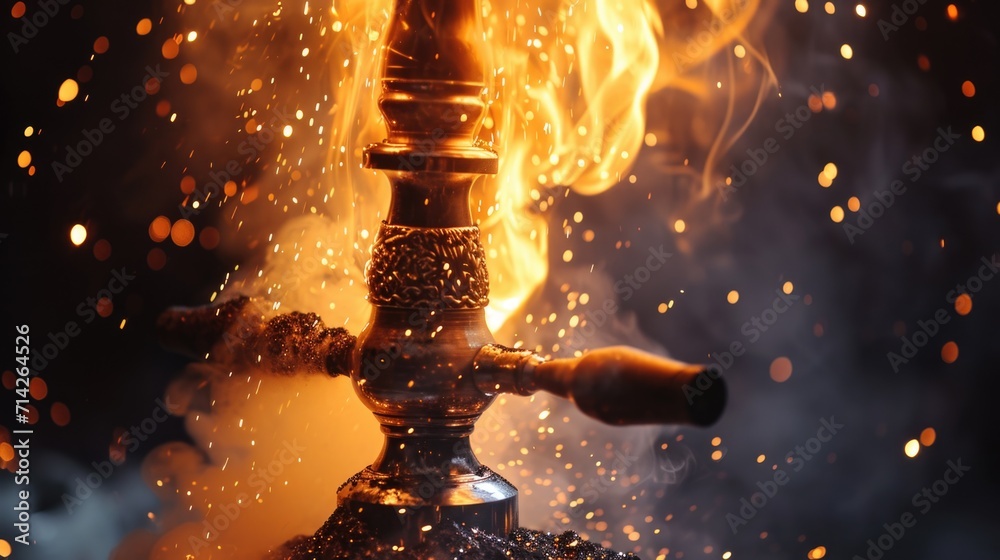 Aufkleber a close-up view of a fire hydrant with sparks shooting out of it. this image can be used to depict d