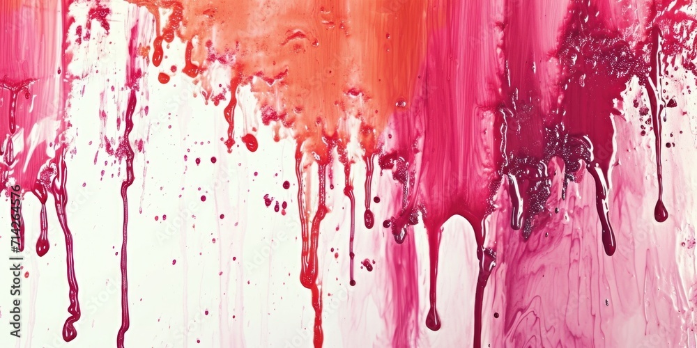 Poster A close up view of a painting with vibrant red paint. Perfect for adding a pop of color to any design project