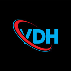 VDH logo. VDH letter. VDH letter logo design. Initials VDH logo linked with circle and uppercase monogram logo. VDH typography for technology, business and real estate brand.
