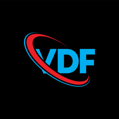 VDF logo. VDF letter. VDF letter logo design. Initials VDF logo linked with circle and uppercase monogram logo. VDF typography for technology, business and real estate brand.