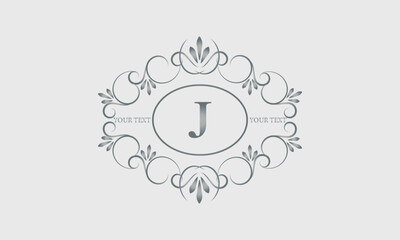 Luxury logo design for hotel, heraldry, business, illustration, restaurant and others with letter J. Vector illustration.