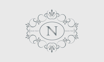 Luxury logo design for hotel, heraldry, business, illustration, restaurant and others with letter N. Vector illustration.
