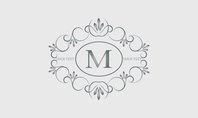 Luxury logo design for hotel, heraldry, business, illustration, restaurant and others with letter M. Vector illustration.