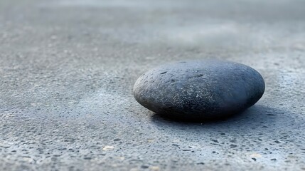 a rock sitting on top of a cement ground