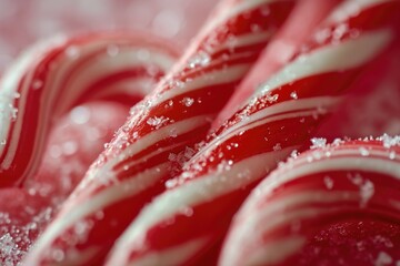 A pile of snow-covered candy canes, perfect for holiday decorations or festive treats