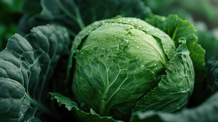 A close up view of a leafy plant with water droplets. Can be used to represent nature, freshness, or growth