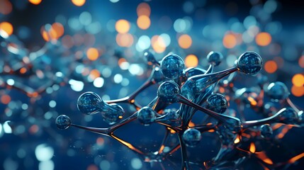  3D Molecule Background with Connected Spheres - obrazy, fototapety, plakaty