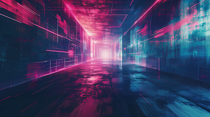 Neon synthwave abstract digital background with a futuristic edge