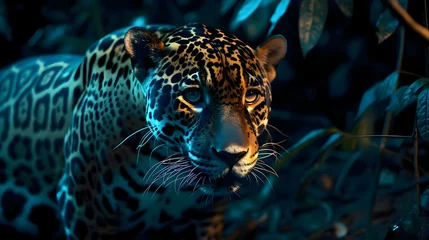 Plexiglas foto achterwand a close up of a leopard on a tree branch © KWY