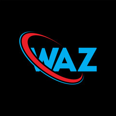 WAZ logo. WAZ letter. WAZ letter logo design. Intitials WAZ logo linked with circle and uppercase monogram logo. WAZ typography for technology, business and real estate brand.