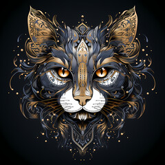 Beautiful cute cat with sunglasses water color illustration. The vibrant colors, adorable feline.