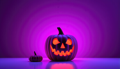 Spooky pumpkin with neon lights