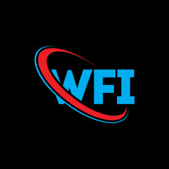 WFI logo. WFI letter. WFI letter logo design. Initials WFI logo linked with circle and uppercase monogram logo. WFI typography for technology, business and real estate brand.