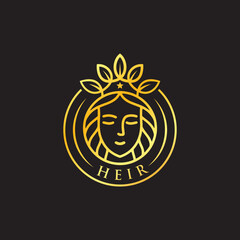 Premium emblem Golden Leaf  Crown Logo Company illustrations for your work Logo