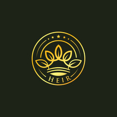 Golden Leaf Cannabis Crown Logo Company illustrations for your work Logo