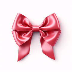 red ribbon with bow isolated on white background