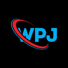 Fototapeta na wymiar WPJ logo. WPJ letter. WPJ letter logo design. Initials WPJ logo linked with circle and uppercase monogram logo. WPJ typography for technology, business and real estate brand.