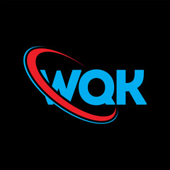 WQK logo. WQK letter. WQK letter logo design. Initials WQK logo linked with circle and uppercase monogram logo. WQK typography for technology, business and real estate brand.
