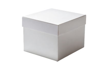 Blank white box isolated on transparent background. 3d rendering.