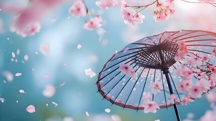 a close up of an umbrella with pink flowers