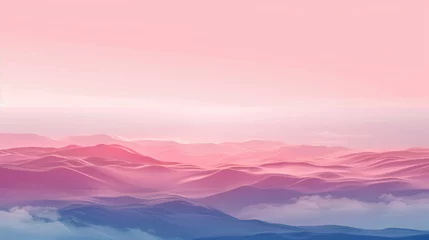 Zelfklevend Fotobehang An abstract landscape background featuring rolling pink peaks and mountain. © Irina