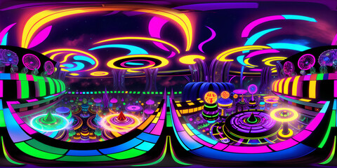 Psychedelic multicolored abstract equirectangular 360 degree HDRI map