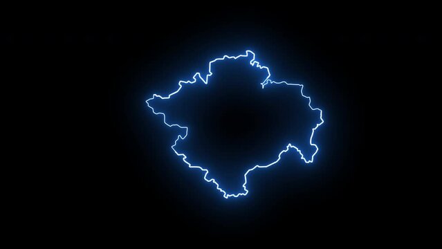Animated map of South Sumatra province in Indonesia with a glowing neon effect