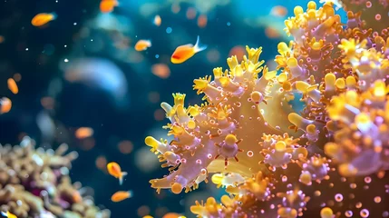  a group of small yellow and pink corals © KWY