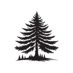 Whispering Pine Ballet: Nature Silhouette - Pine Tree Silhouette Ensemble Engaged in a Ballet of Whispering Pines in the Enchanted Forest - Pine Tree Vector - Nature Illustration
