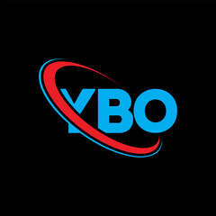 YBO logo. YBO letter. YBO letter logo design. Intitials YBO logo linked with circle and uppercase monogram logo. YBO typography for technology, business and real estate brand.