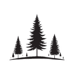 Obraz premium Silhouetted Elegance: Pine Tree Silhouette Series Radiating the Elegant Charm of Nature's Silhouetted Majesty - Pine Tree Illustration - Nature Vector 