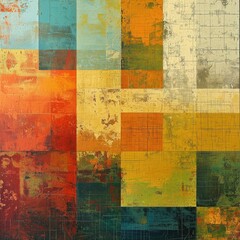 Abstract grunge textured background. With different color patterns: yellow (beige) brown green red (orange).Image generated AI.