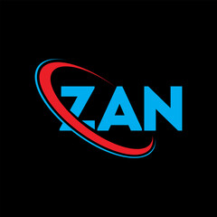 ZAN logo. ZAN letter. ZAN letter logo design. Intitials ZAN logo linked with circle and uppercase monogram logo. ZAN typography for technology, business and real estate brand.