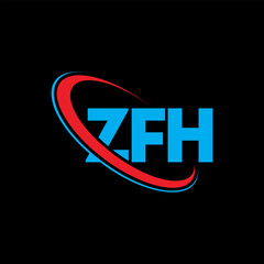 ZFH logo. ZFH letter. ZFH letter logo design. Initials ZFH logo linked with circle and uppercase monogram logo. ZFH typography for technology, business and real estate brand.