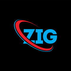 ZIG logo. ZIG letter. ZIG letter logo design. Initials ZIG logo linked with circle and uppercase monogram logo. ZIG typography for technology, business and real estate brand.