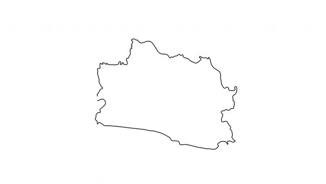 animated sketch map of West Java province in Indonesia