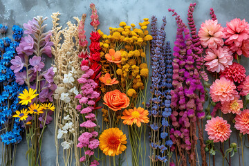 flat lay dried flowers, flower background