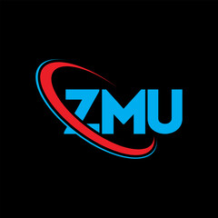 ZMU logo. ZMU letter. ZMU letter logo design. Initials ZMU logo linked with circle and uppercase monogram logo. ZMU typography for technology, business and real estate brand.