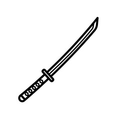 illustration of a sword, katana	- vector icon