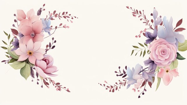 Beautiful lovely watercolor flowers background pastel image Ai generated art