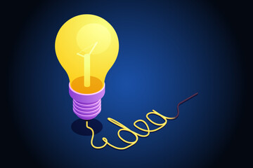 light bulb idea concept vector 3d