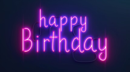 Colorful neon happy birthday