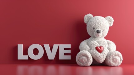 Cute teddy bear with a love word for Valentine's Day.