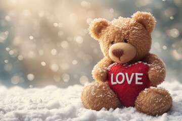 Inscription love and teddy bear