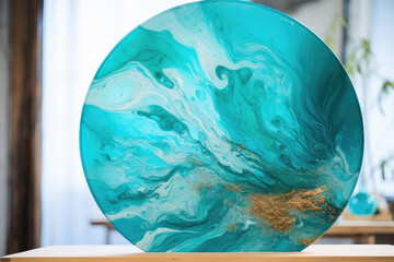Turquoise color resin abstract texture