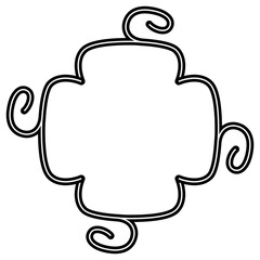 Geometrical ethnic rectangular frame with decorative swirls. Native American Veracruz style from Mexican. Black and white silhouette.