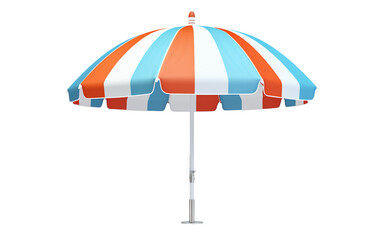 Striped umbrella crafted for beachgoers seeking shade and style Isolated on Transparent Background PNG.