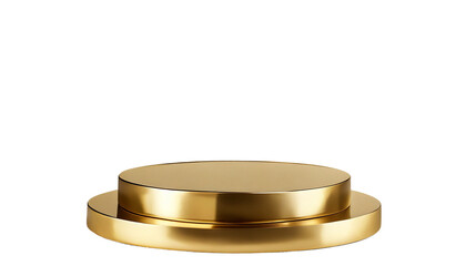 Round gold podium on transparent background.